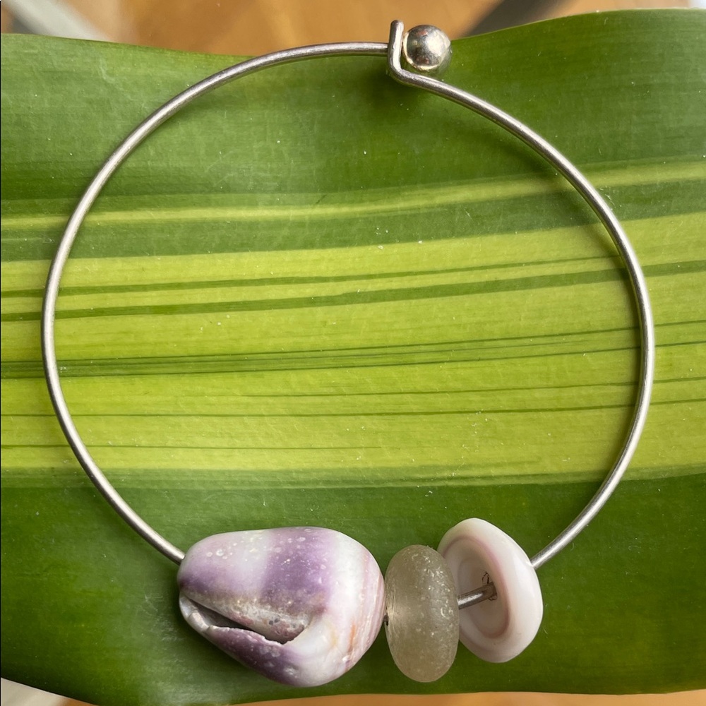 Elegant Purple and Silver Bangle Bracelet